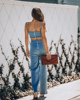 Vitamin Sea Pocketed Denim Cutout Jumpsuit - Denim